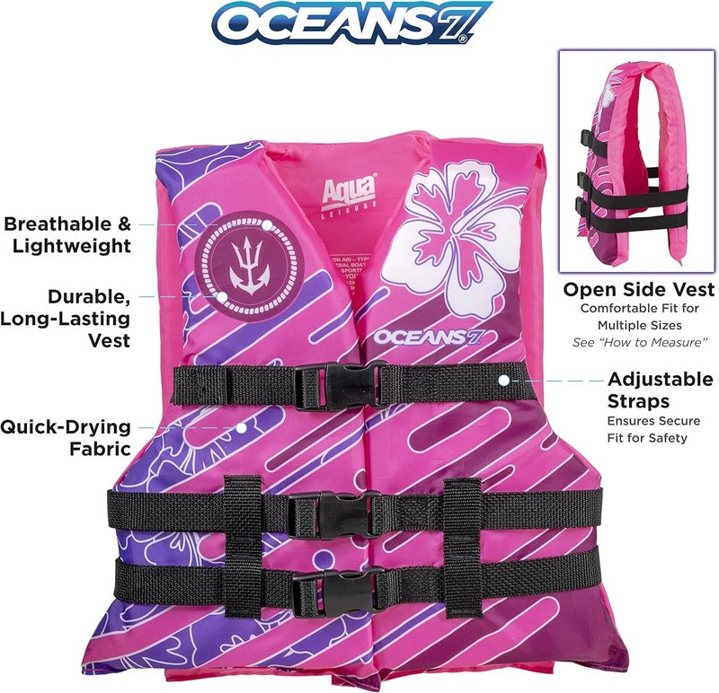 Oceans 7 US Coast Guard Approved Life Jacket for Infant, Kids, Youth, – Type II & III Vest, Personal Flotation Device - Image 2